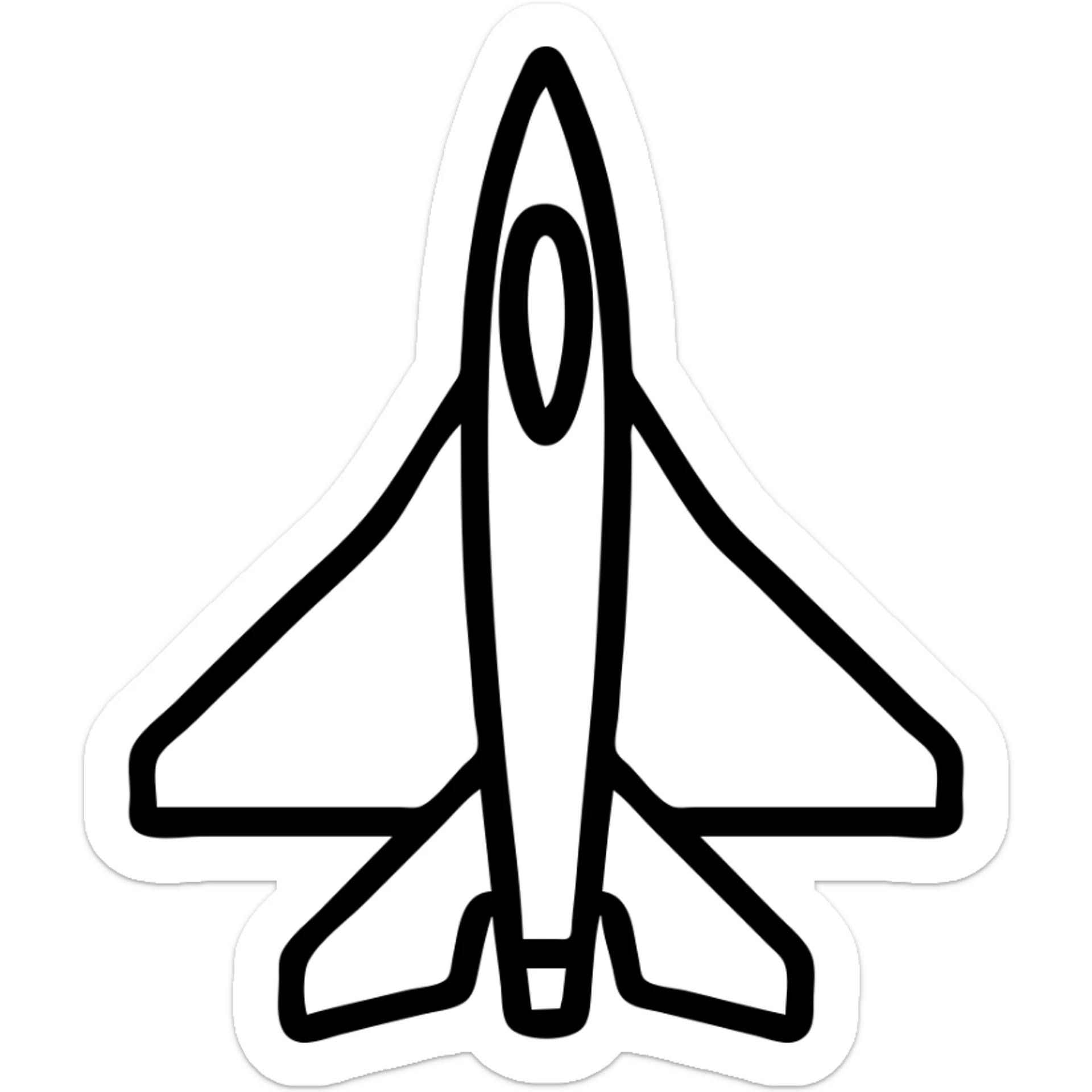 minimal outline icon of a fighter jet sticker