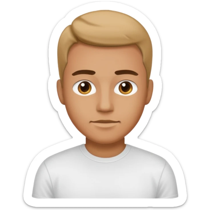 A man, shot from the center of his chest, but wearing a T-shirt sticker