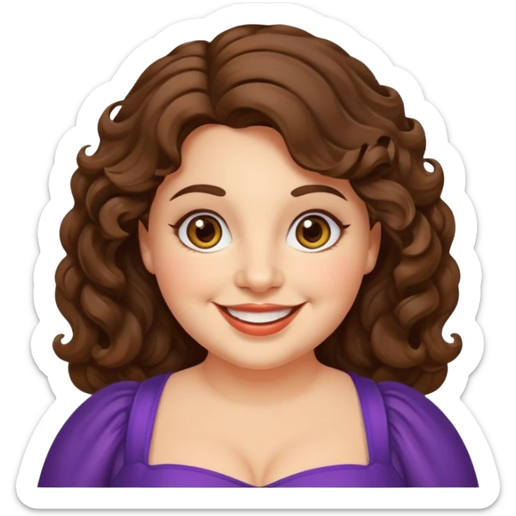 30 yr old italian woman, chubby, brown wavy hair, big brown eyes, huge smile, fancy dress, no bangs sticker
