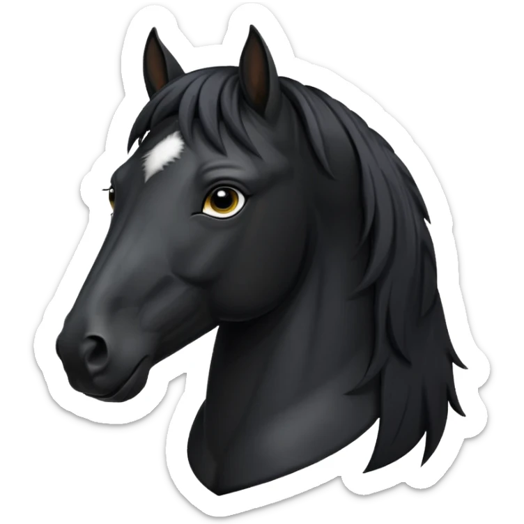 Black freesian horse with kind eyes, all black just the head and neck sticker