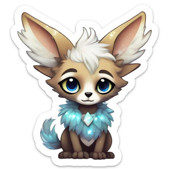 Cool cute Kawaii edgy fantasy animal sparkle fursona Fionbri creature by griffsnuff & LiLaiRa & Falvie full body sticker