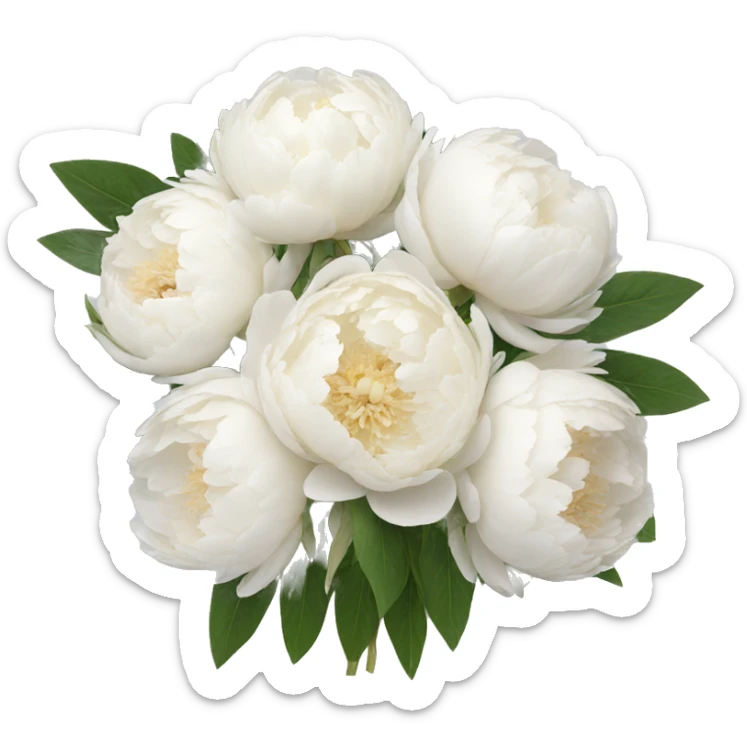 White peonies bouquet  sticker