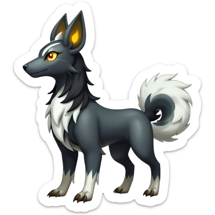 Shiny Exotic Excessive Mysterious Houndoom-Mightyena-Pokémon-Fakémon-hybrid-creature (full body) sticker