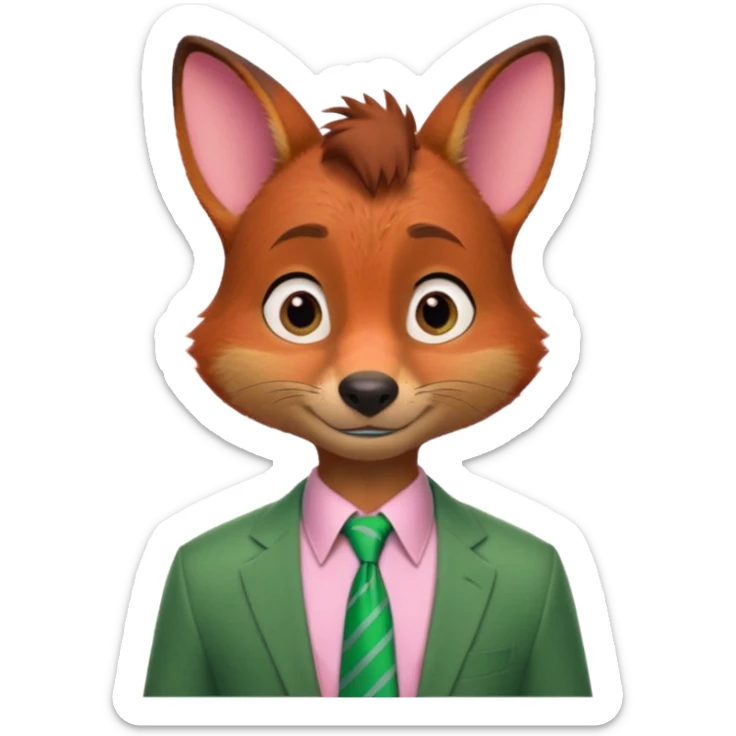 Nick Wilde (pink shirt, green tie, no suit) from the Zootopia Disney movie sticker