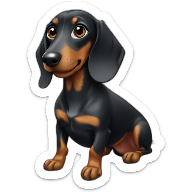Black Dachshund with a gray spot on the face and gray eyes on a surfboard sticker