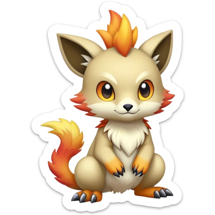 Cute cool edgy colorful fantasy animal hybrid Fakemon full body sticker