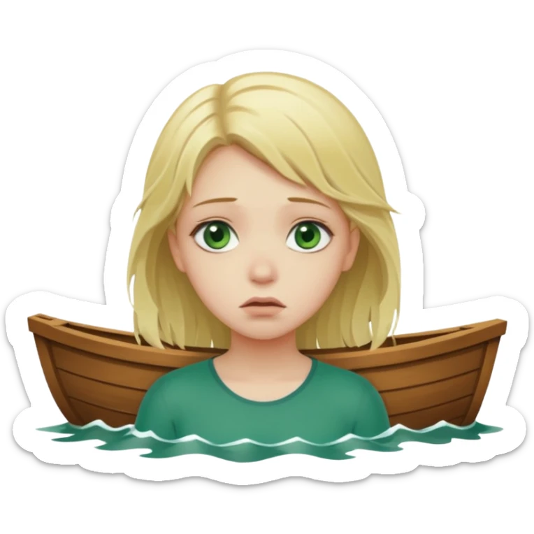 sad depressed weak cs major who is a pretty girl with blond hair and green eyes drowning on ship sticker