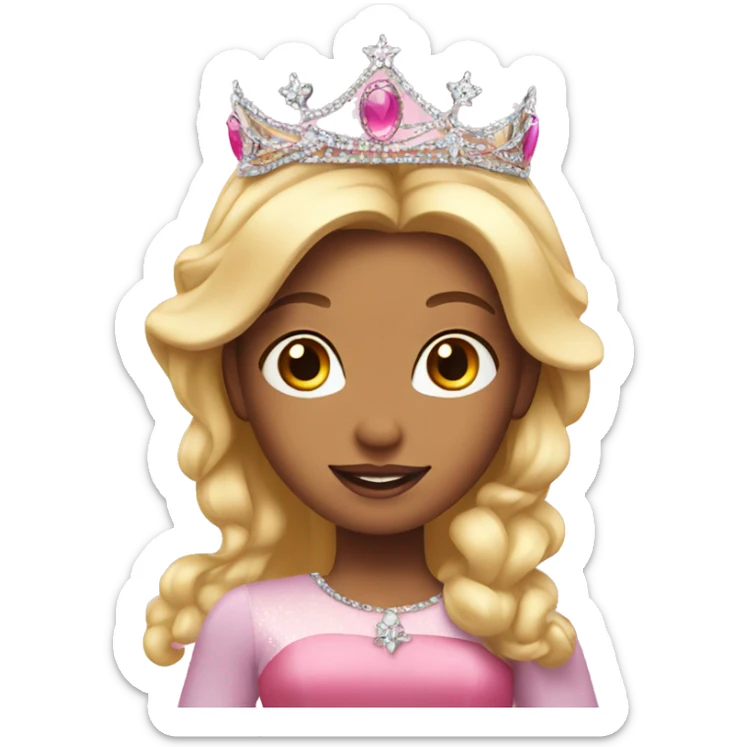 princess with blonde & pink hair with sparkling pink tiara sticker