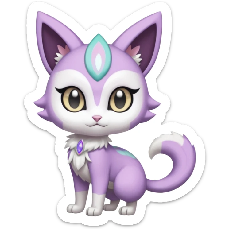 Smooth Soft Dark Pastel Meloetta-Purrloin-Gatomon-Trico-Pokémon-Digimon-Fakémon-fusion-hybrid-creature sticker