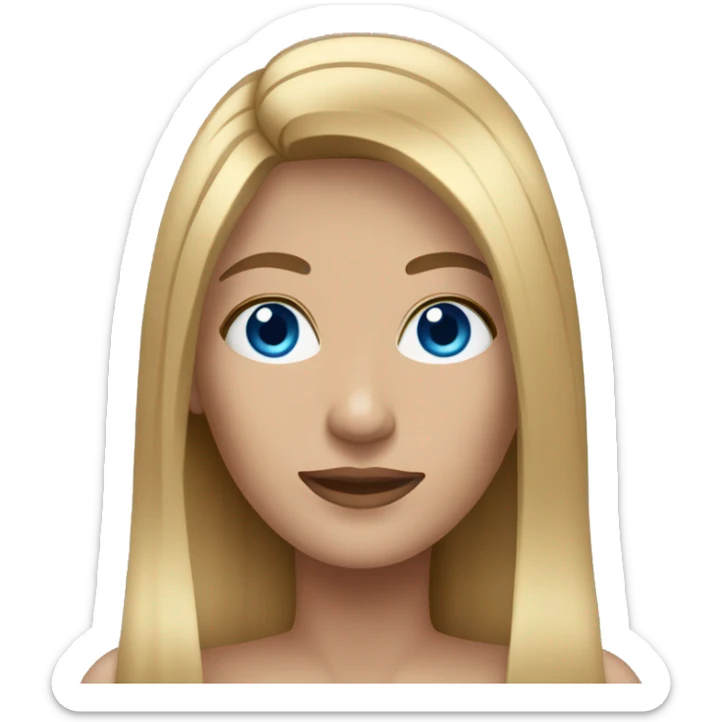 Woman with long straight  hair dark blonde and blue eyes sticker