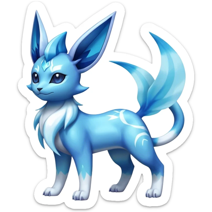 Shiny Cool Glaceon-Vaporeon-Espeon-Fakemon-hybrid-fusion- full body sticker