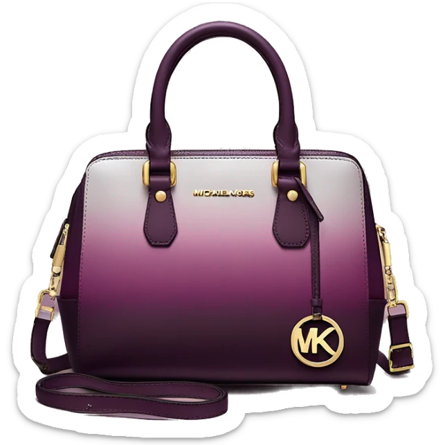 Realistic isolated plum purple to wine color ombre michael kors satchel purse.  sticker