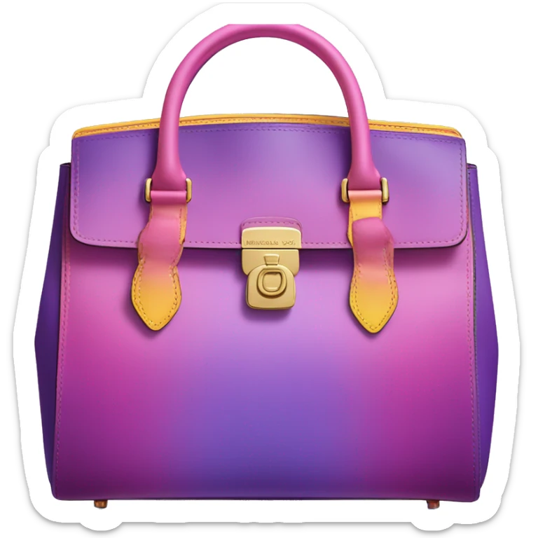 Realistic front facing pair of purple pink yellow ombre Michael Kors satchel purse isolated.  sticker
