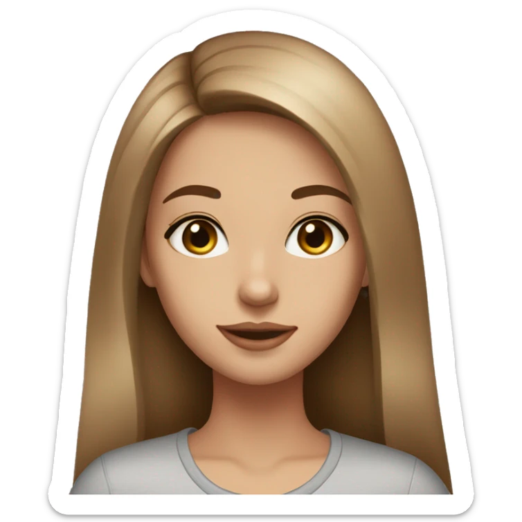 girl, straight long light brown hair, gray eyes, makeup sticker