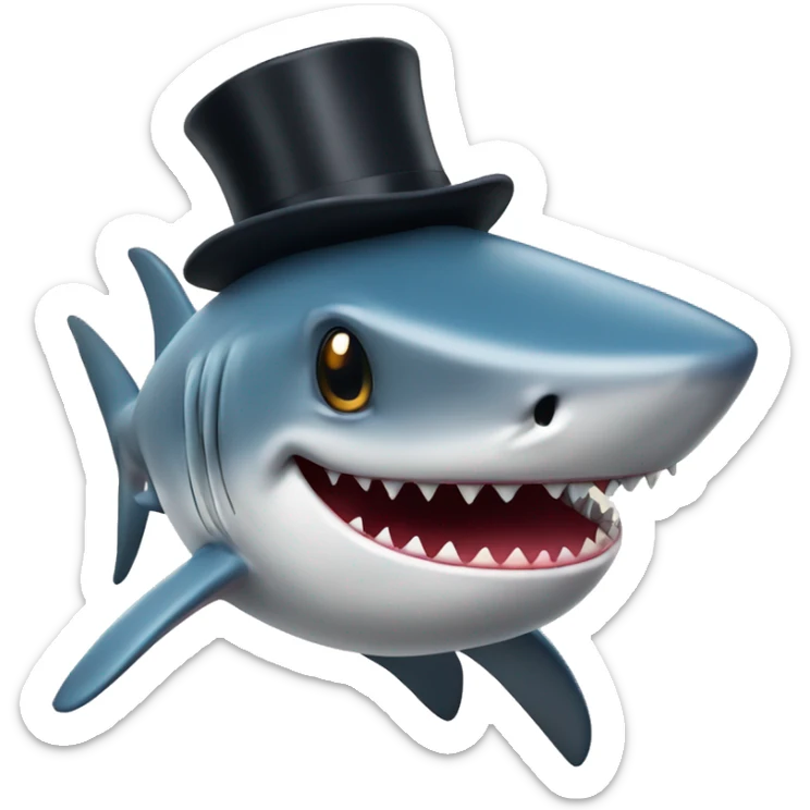 Shark with a top hat sticker