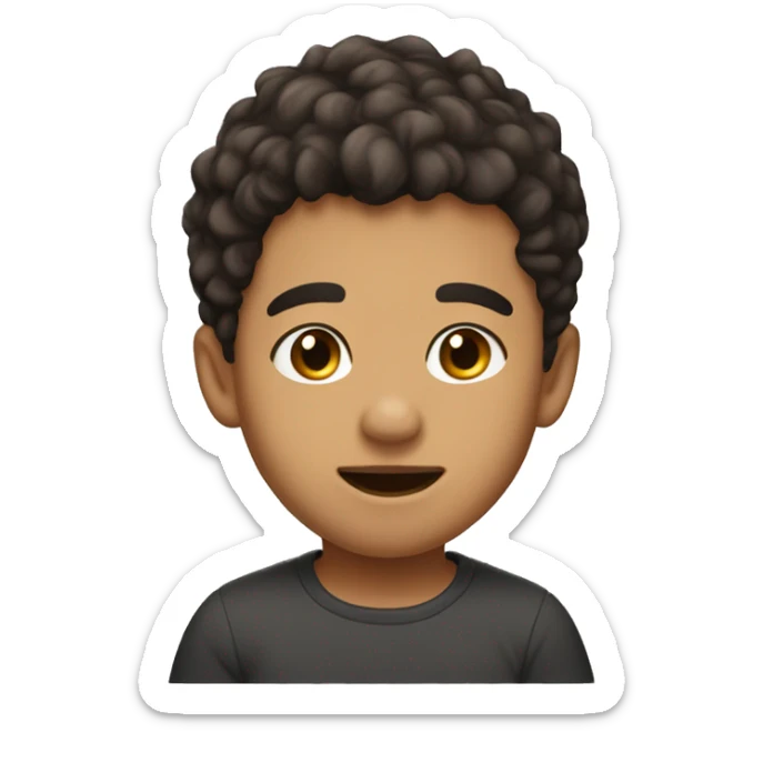 messy edgar haircut, nice jawline, boy, baby face, lightskin skincolor sticker