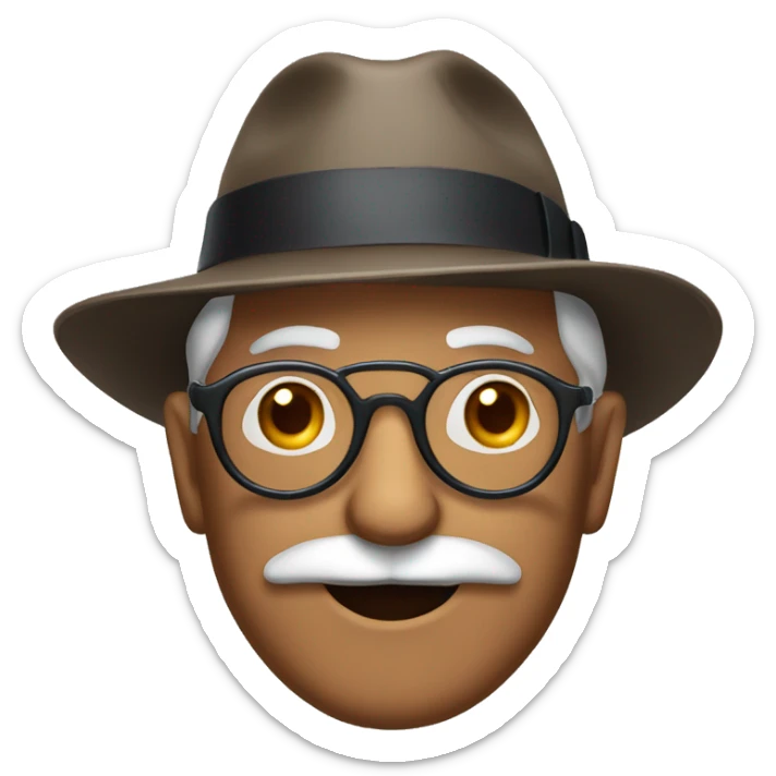A grandfather with a fedora, a mustache, and a pair of goggles sticker
