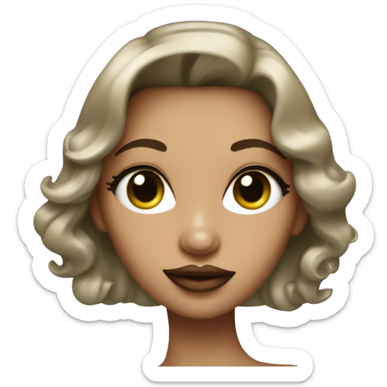 Glamour girl with big lips, green eyes, hair brown sticker