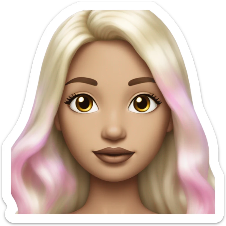 mermaid, model, magical, blonde hair, pink lips, iridescent, mystical, shiny, holographic, straight hair with highlights sticker