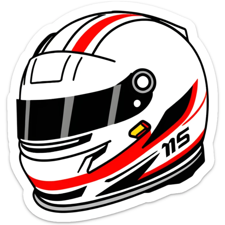 Kevin Magnussen, Danish F1 driver, with racing helmet, Haas team colors white and red sticker