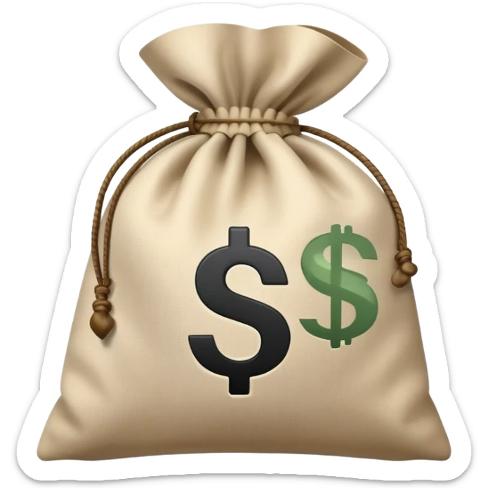 money bag with DEPOSIT written on it, bank deposit bag, dollar sign, canvas bag sticker