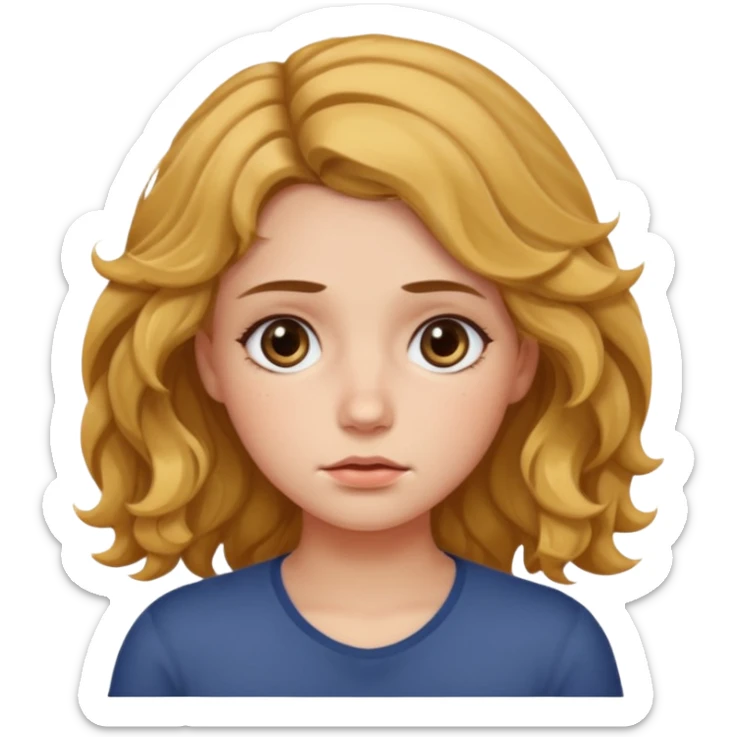 Girl with fair wavy hair made the job done and is tired sticker