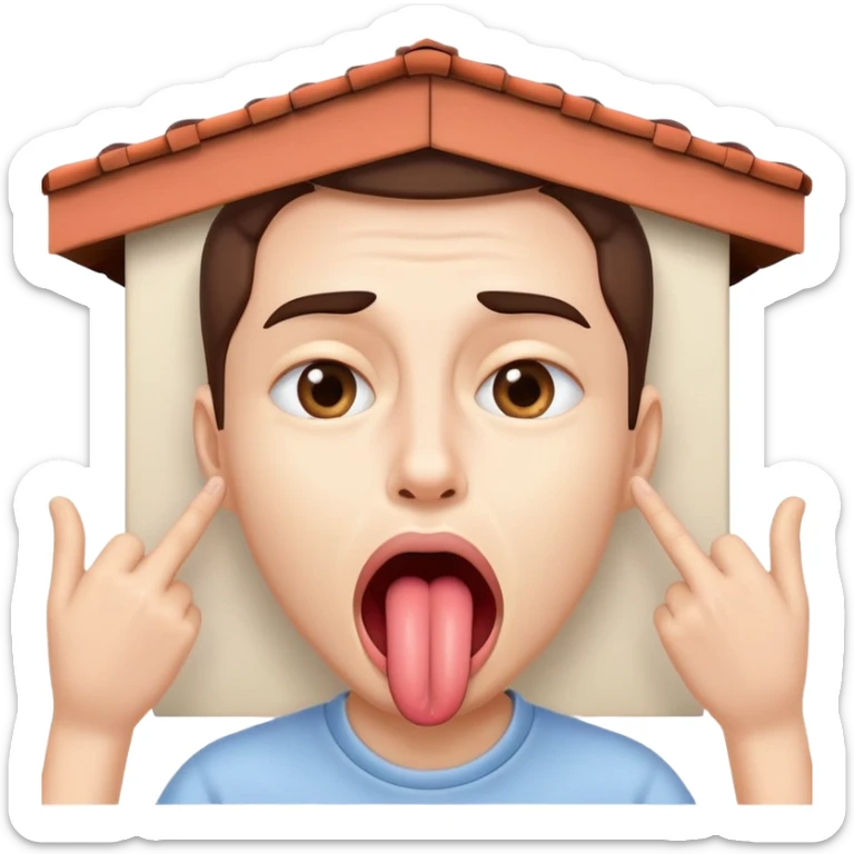 person practicing facial exercise mewing with tongue against roof of mouth sticker