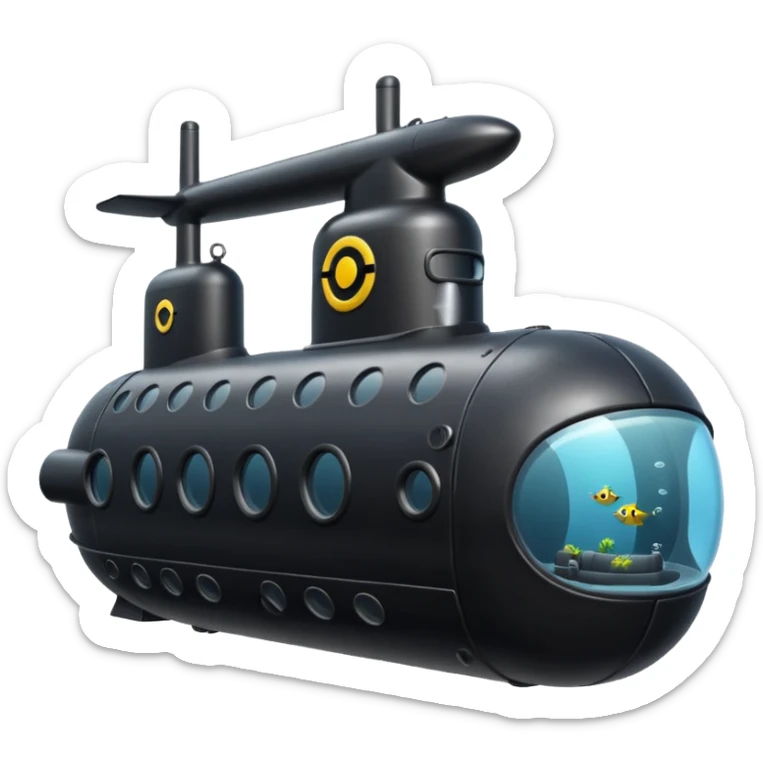 can you generate an emoji of a black submarine with two portholes? sticker