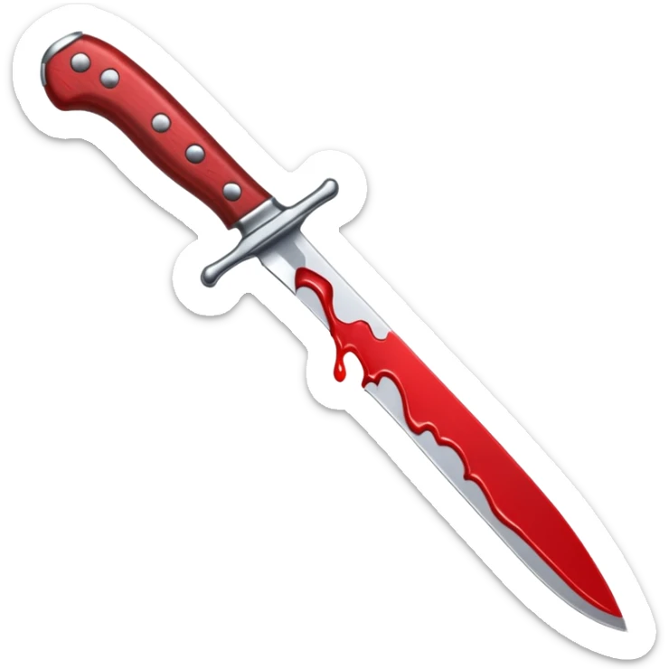 A blood dripping knife pointed to the left, in the style of your bleeding skull art sticker