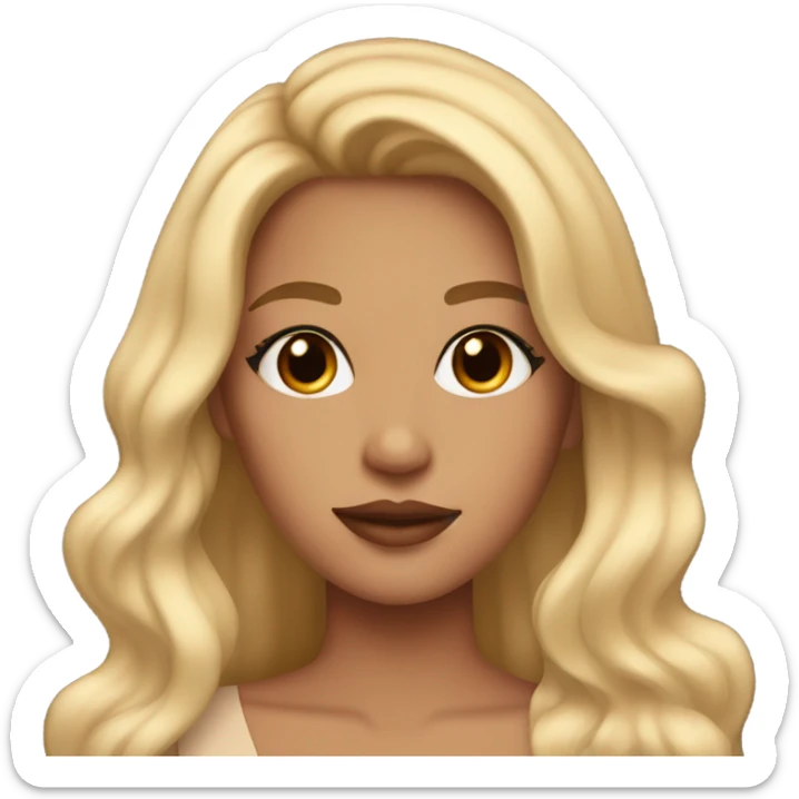 pretty girl tan skin long blonde wavy hair winged eyeliner lipstick  sticker