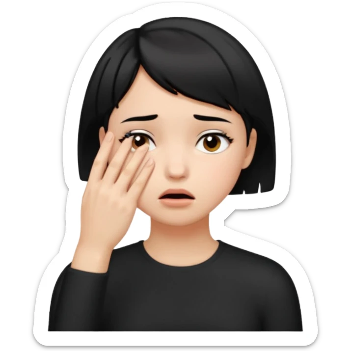 Girl with black hair and short hair  like boy hair who put her hand on her face like 🤦🏻‍♀️ sticker
