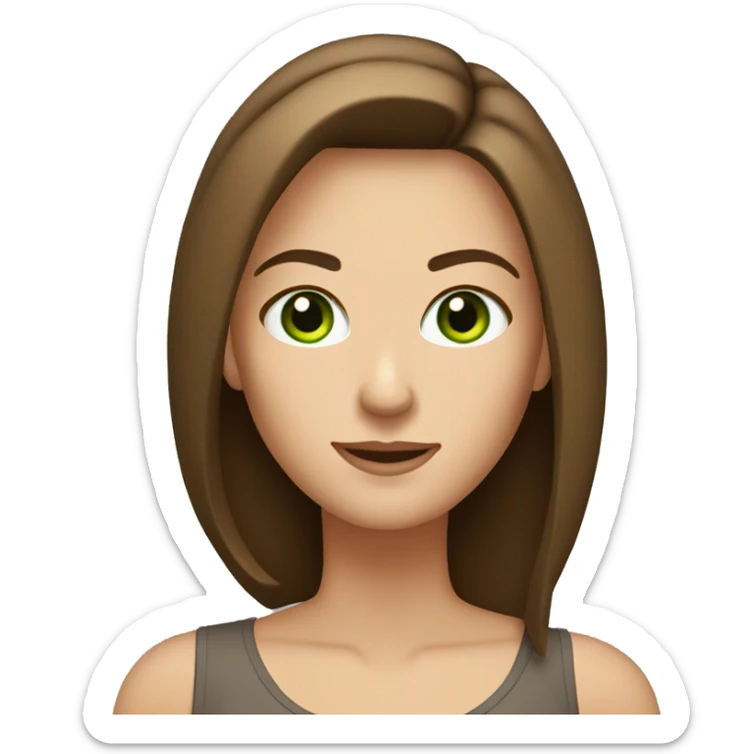 pretty middle age woman with green eyes and shoulder length straight brown hair sticker