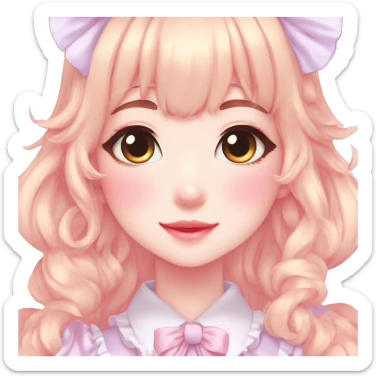 Shiny Blushing Cute Kawaii Beautiful Pastel Lolita Anime Catgirl Trending Style Cottagecore Pastelcore  full body sticker