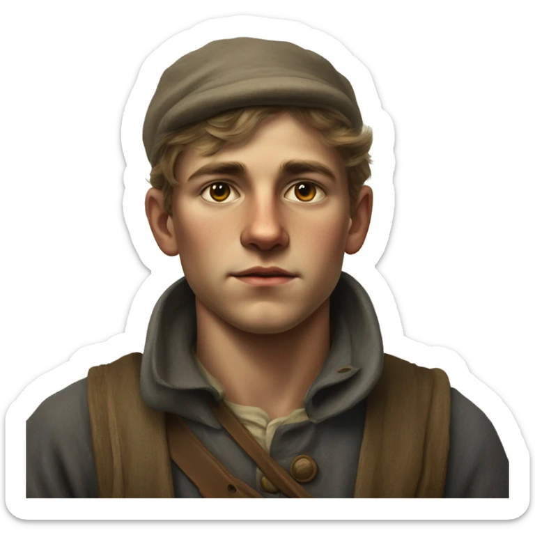 young peasant men during the 1917 revolution in Russia photorealistic serious sticker