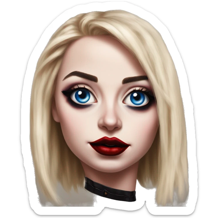 Arabic Elon Musk in Harley Quinn style, oil paint, mysterious eyes, intricate lips, masterpiece portrait, odd perspective, beautiful, desirable, logical sticker