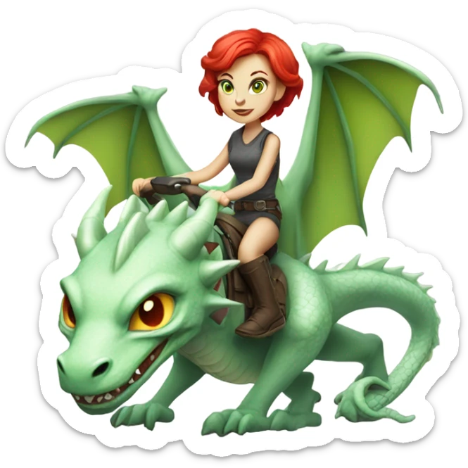 [politically incorrect, (
	{ female, alien, color: light green, hair:red, eyes:cat} ]
	on a 
	[{ dragon: white}]) sticker