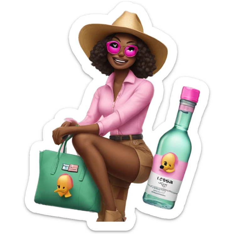 Preppy Lorax with Sephora bag and drunk elephant bottle in hand and pink cowgirl hat  sticker