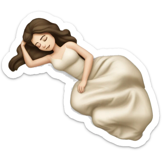 sleeping beauty brunette white girl with a silk pillow sticker