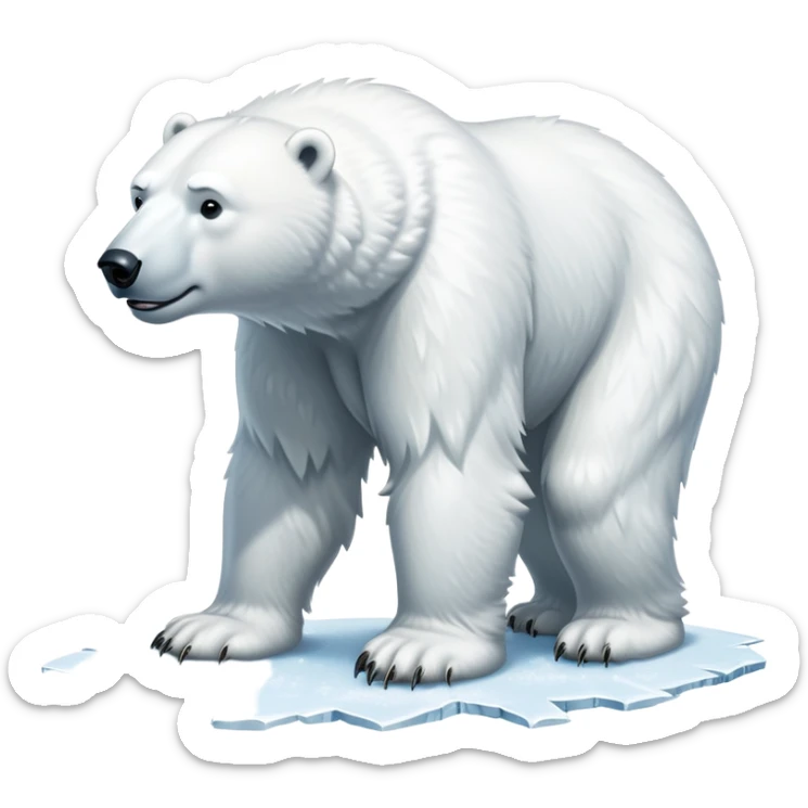 cinematic-polar-bear-realistic-full-body-standing-emoji,-massive-snowy-white-frame-lumbering-across-the-icy-tundra,-powerful-paws-pressing-into-the-frozen-ground,-head-tilted-dramatically,-thick-fur-dusted-with-ice-crystals,-simplified-yet-realistic-focused-features,-highly-detailed,-glowing-with-an-almost-sarcastic-glow

 sticker