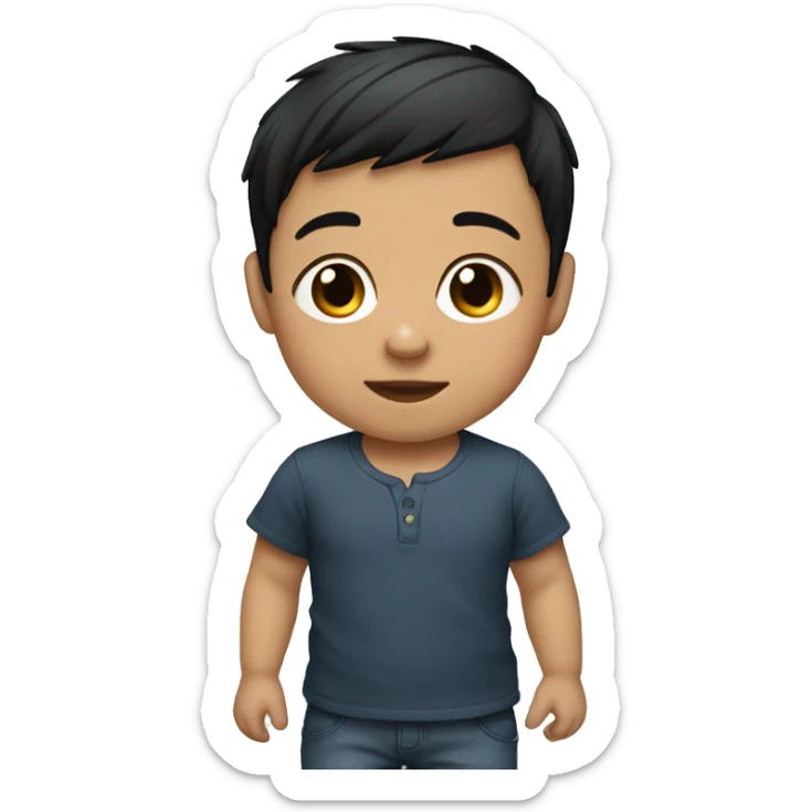 FAIR SKIN BABY BOY, with SHORT STRAIGHT BLACK HAIR  sticker