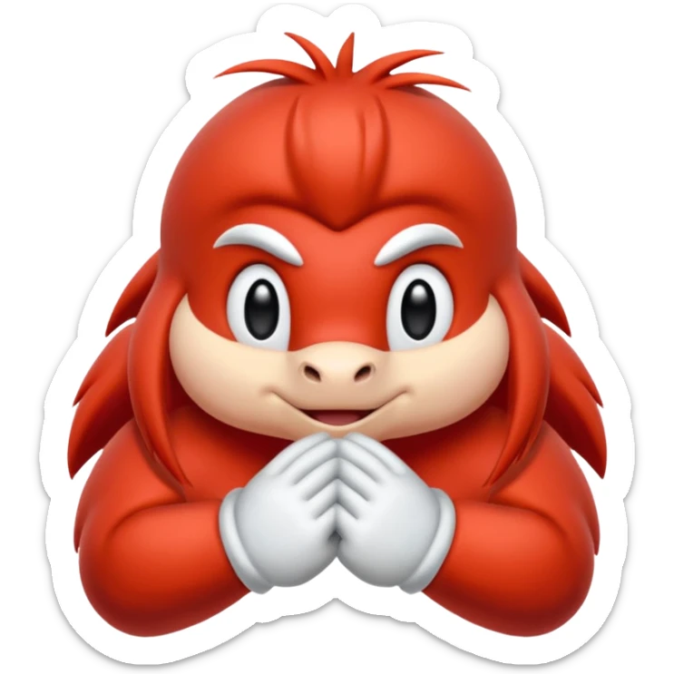 Sonic the hedgehogs friend knuckles a red animal with peach arms and white gloves sticker