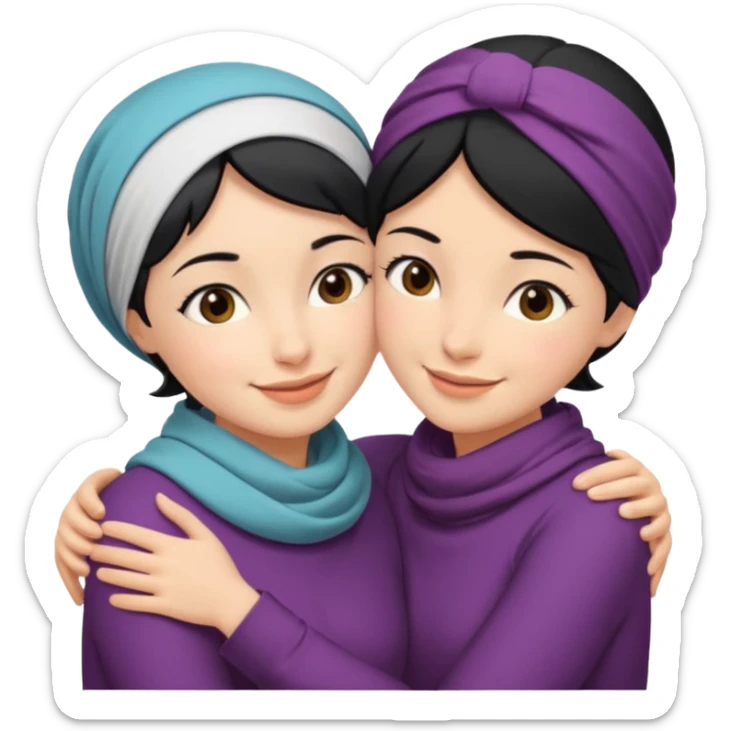 2beste freunde eine hat kurtze schwartze haere bis schultern land und die andere tract eine rose  kopftuch und die augen von beide mädchen sind brain und die lächeln und umarmen die sticker