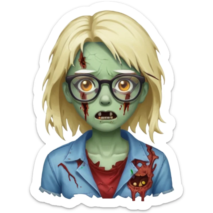 zombie with glasses girl sticker