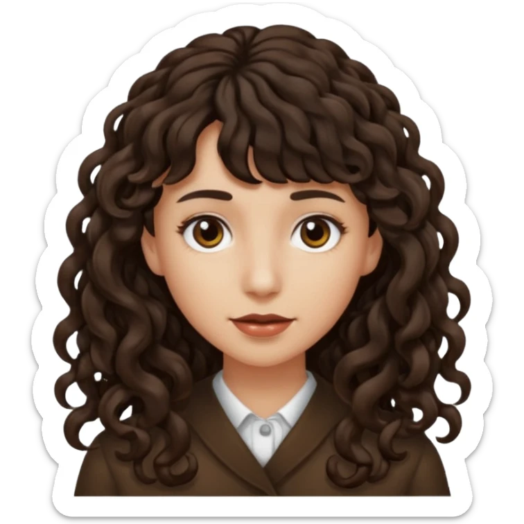 Fais la frange plus tordu la peau plus foncé et les cheveux bruns et bien plus long mais avec les cheveux bouclés  sticker