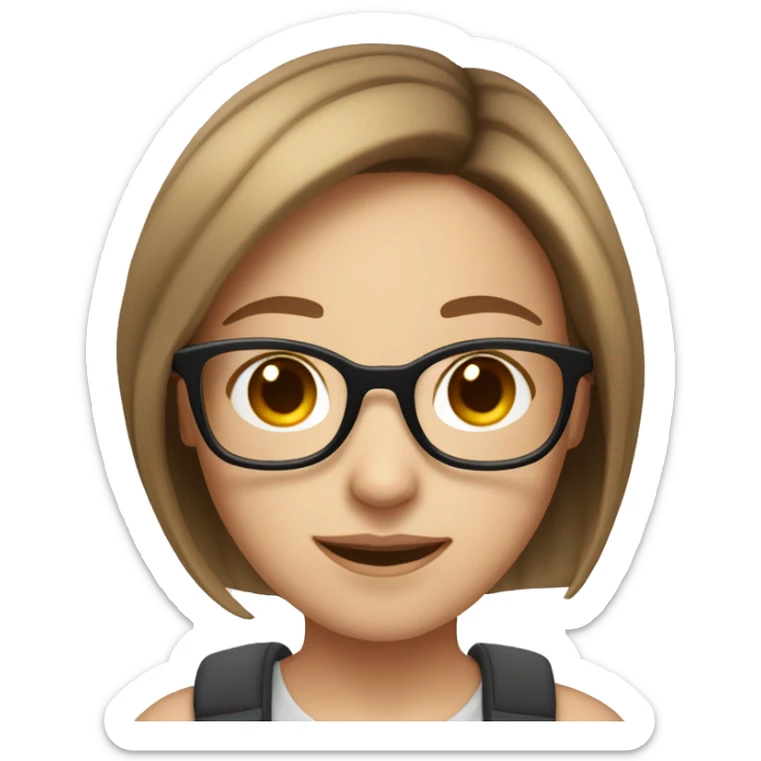 Light Fair skin girl with brown hair, and glasses  sticker