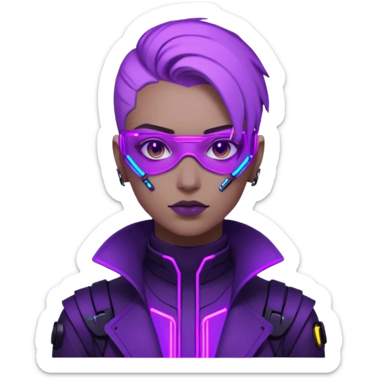 neutre gender neon cyberpunk light purple, I don't want you to use props, não utilizar óculos sticker