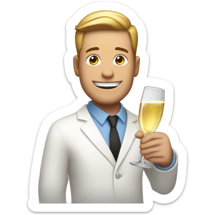 Man holding champagne and a sign that says happy birthday jake sticker