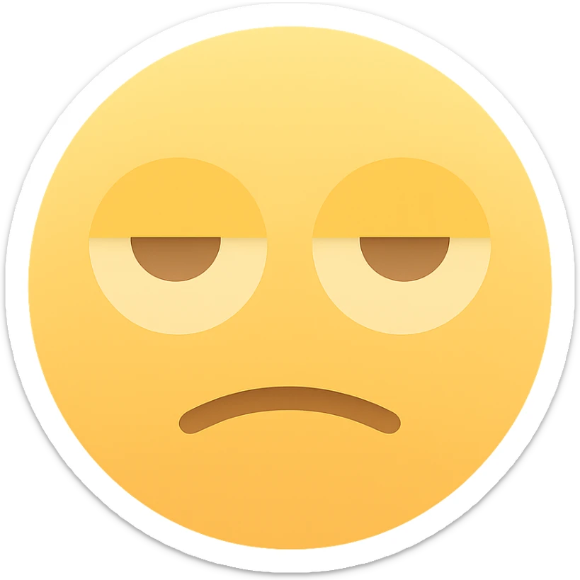 Add color to the sarcastic emoji with rolled eyes, keeping the icon style with a transparent background. The emoji should have a sarcastic expression with rolled eyes and colored details consistent with icon style. sticker
