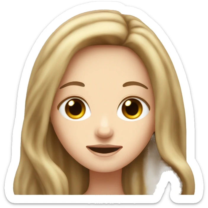 White girl with long hair brown food sticker