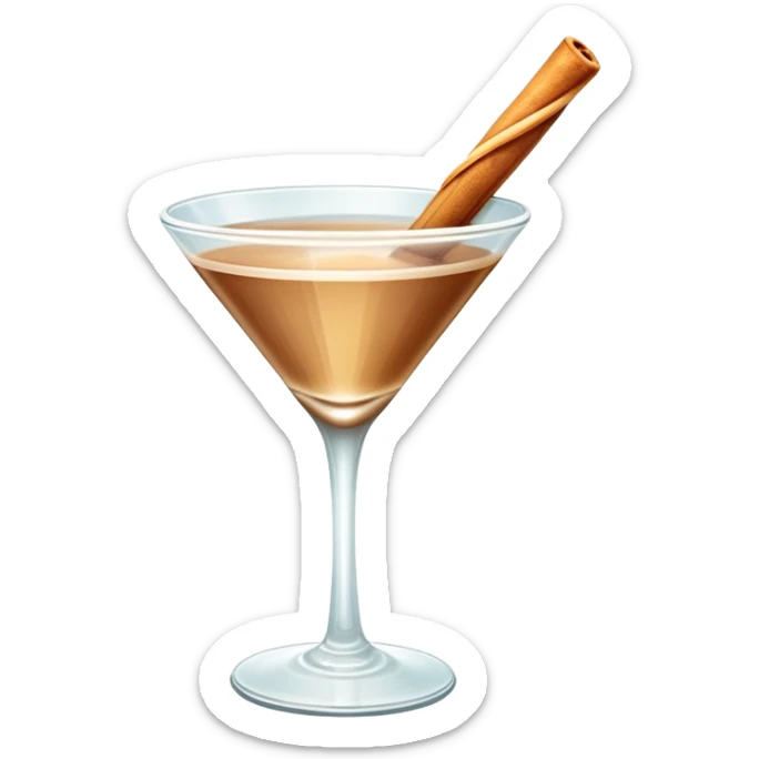 Cinnamon churro martini with one churro sticking out of the glass sticker